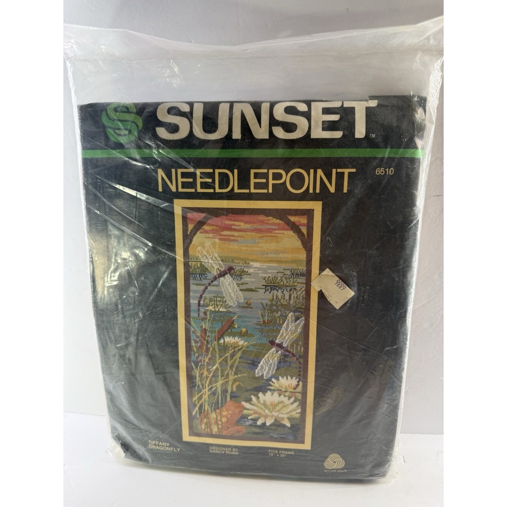 Vtg 1982 Sunset Tiffany Dragonfly Needlepoint Kit 6510 Nancy Rossi Sealed